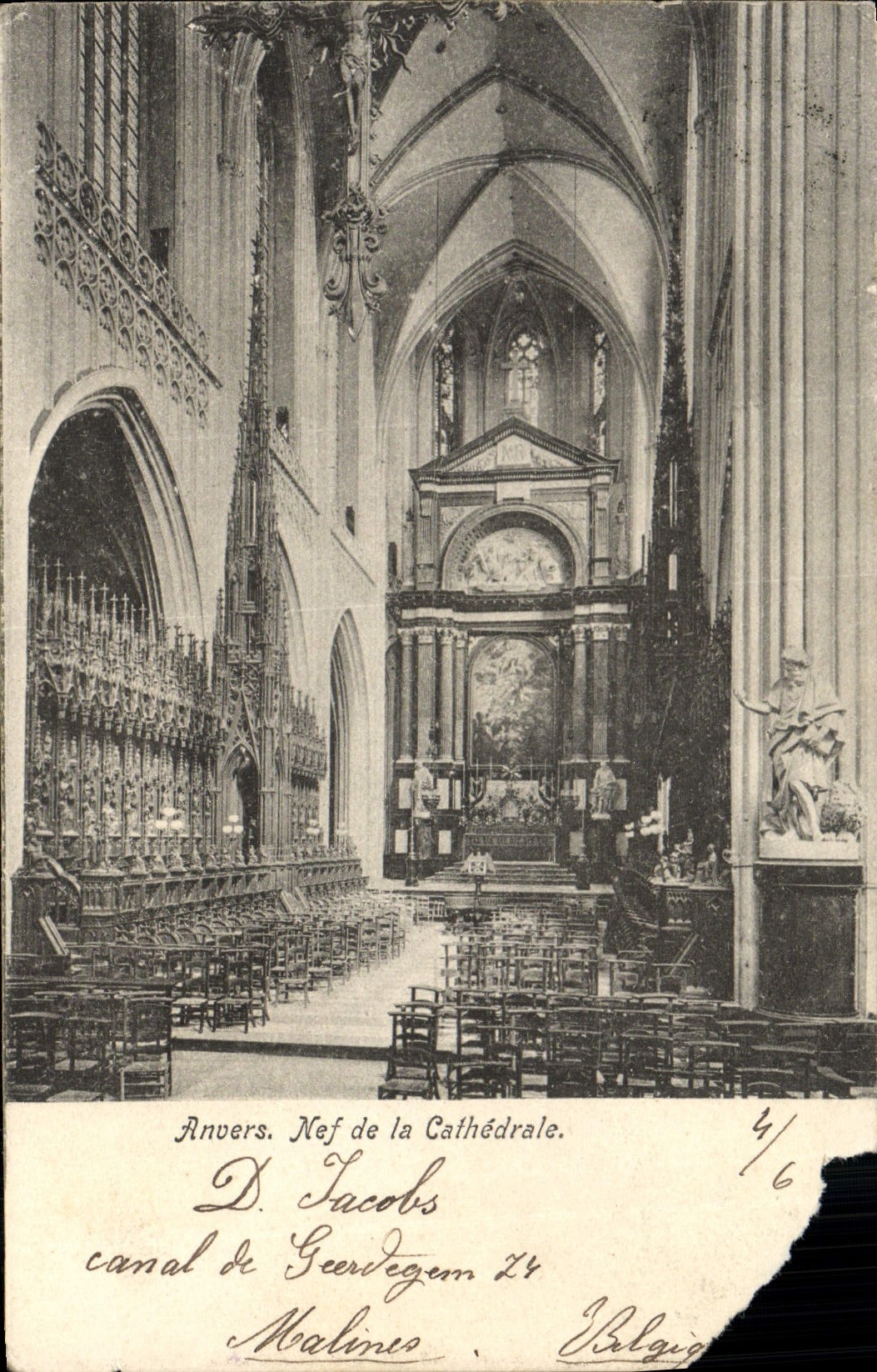 CPA Anvers Nef De La Cathedrale