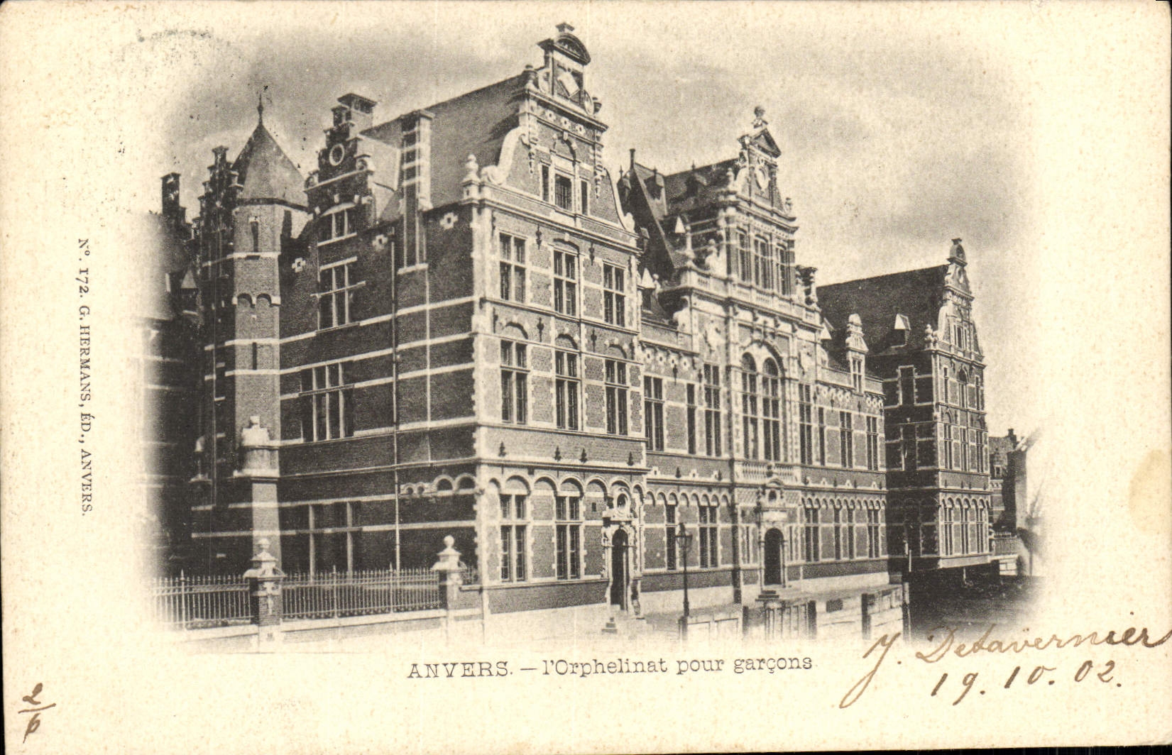 POSTAL Amberes de la VENDIMIA el orfelinato para los muchachos