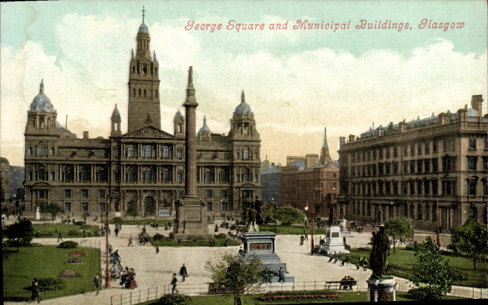 VINTAGE POSTCARD George Municipal And Public garden Glasgow Buildings