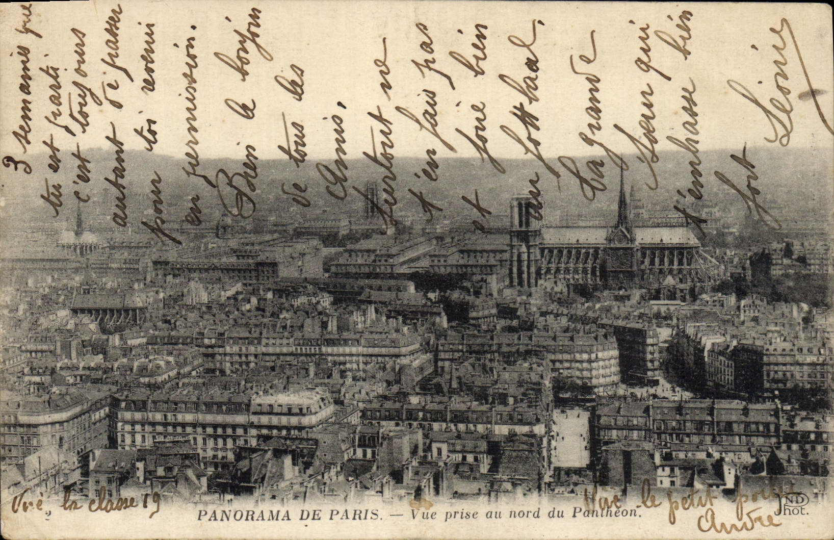 Panorama de la POSTAL de la VENDIMIA de París vista en el norte del panteón