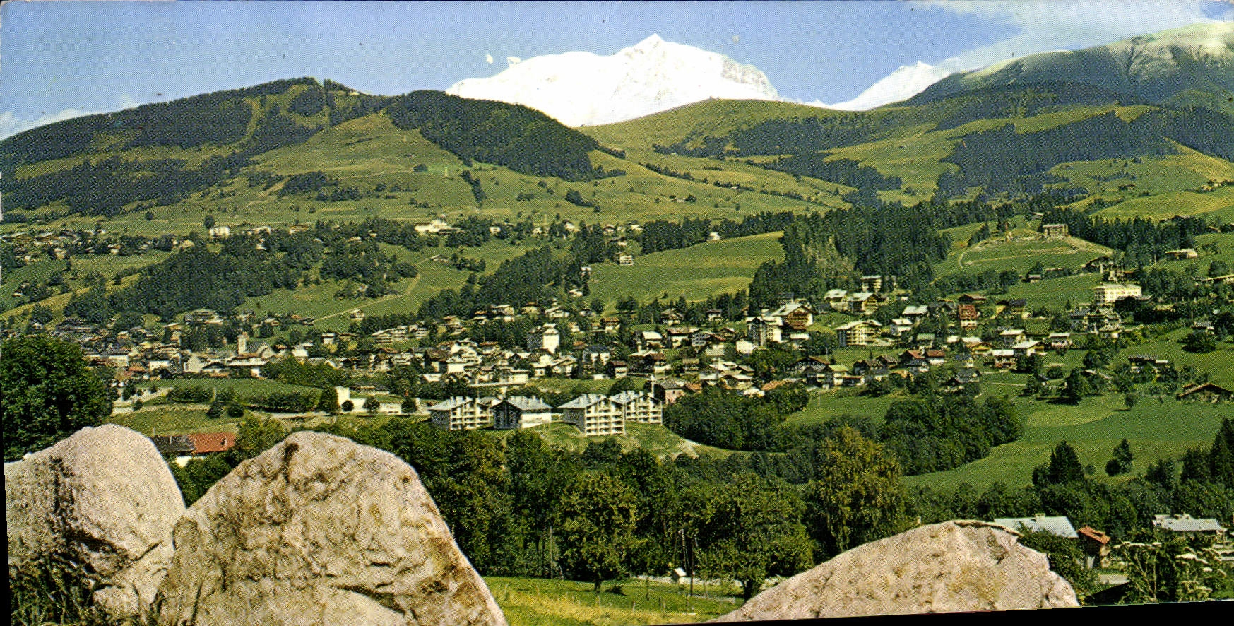 MODERN CARD Megeve the sunny one View of the Station Mont Blanc