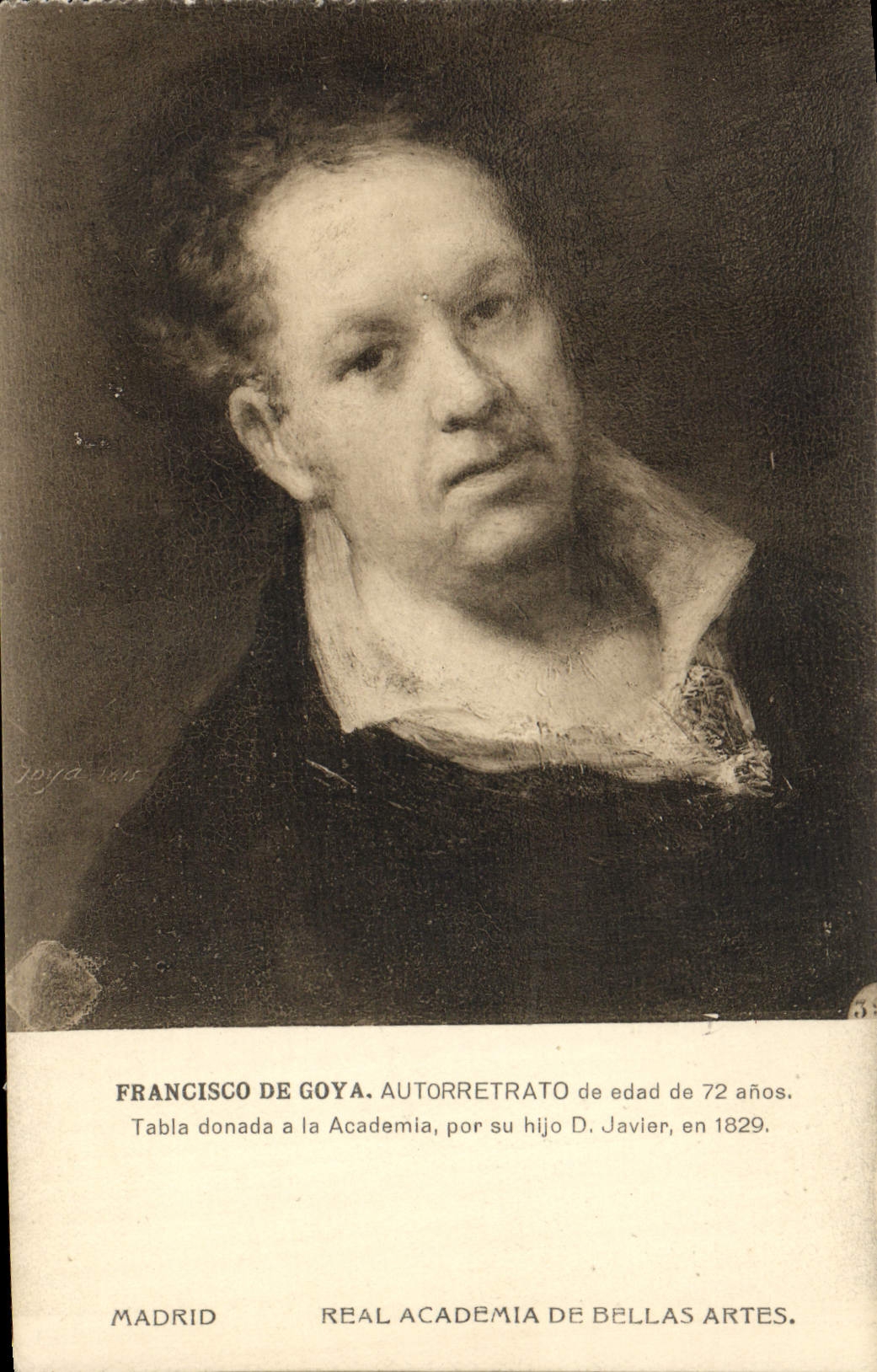 VINTAGE POSTCARD Francisco De Goya Autorretrato Madrid