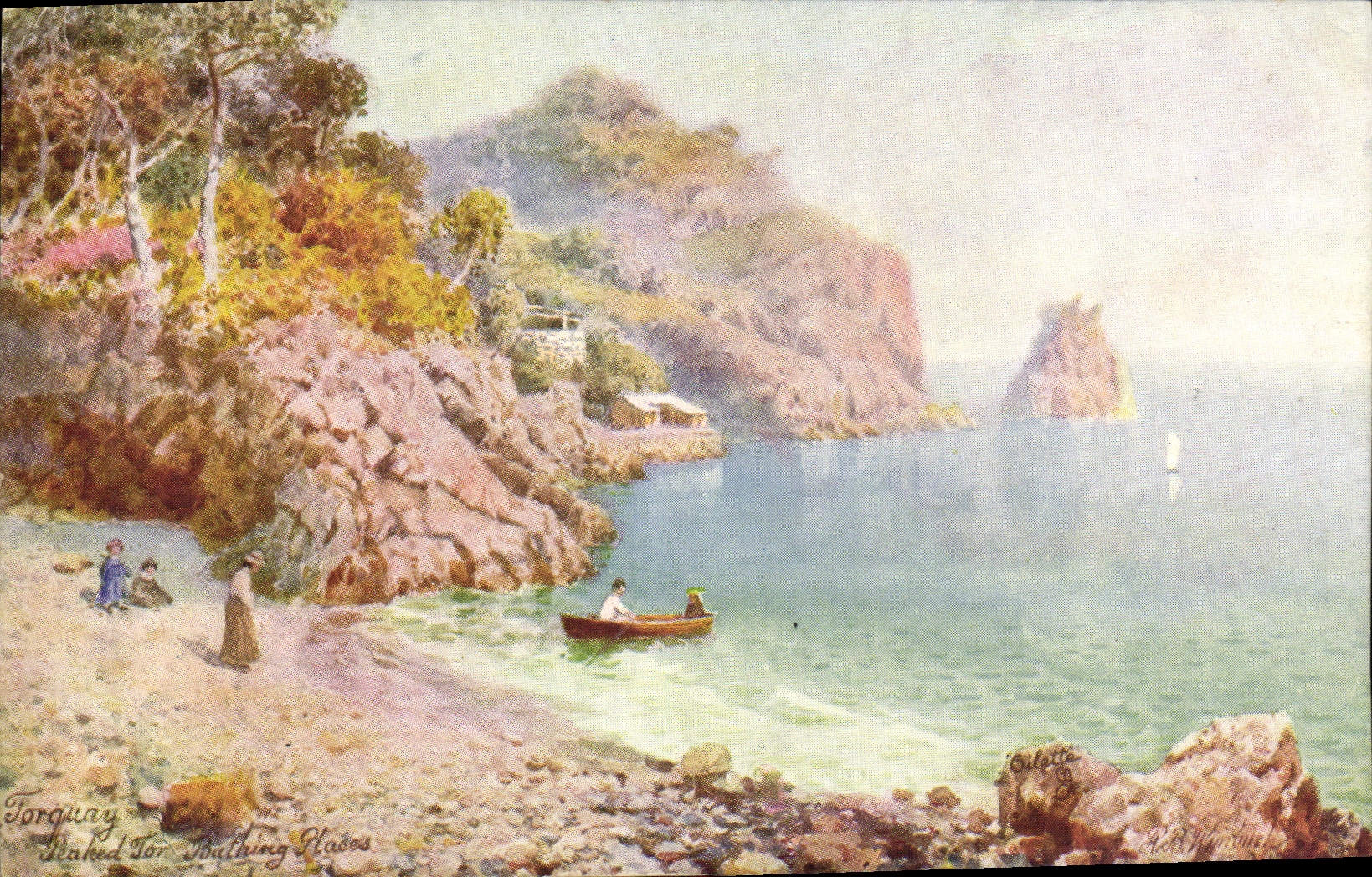 POSTAL Torquay de la VENDIMIA enarbolado para bañar lugares