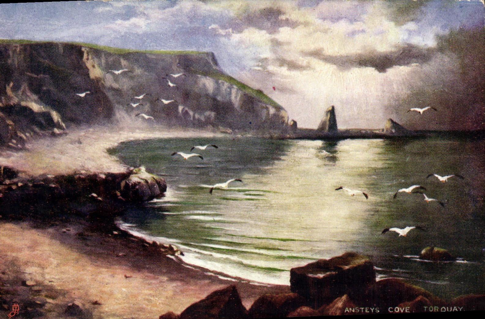 VINTAGE POSTCARD Ansteys Cove Torquay