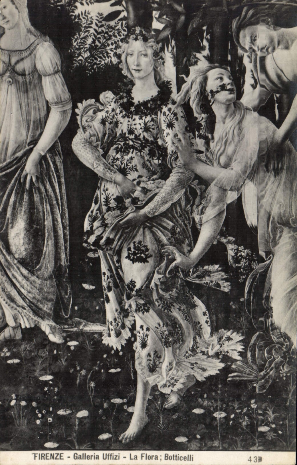 VINTAGE POSTCARD Firenze Galleria Uffizi the Flora Botticelli