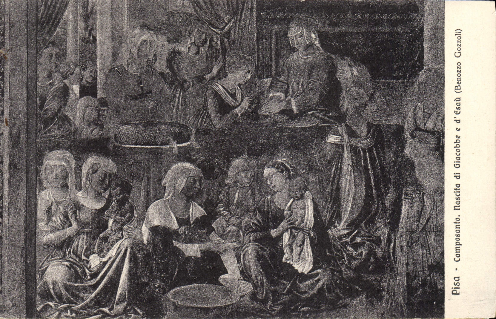VINTAGE POSTCARD Rammed Camposanro Nascita di Giacobbe E of Escu Benozzo Gozzoli
