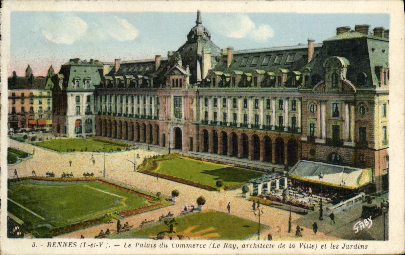 VINTAGE POSTCARD Rennes the Palate Commercial and gardens