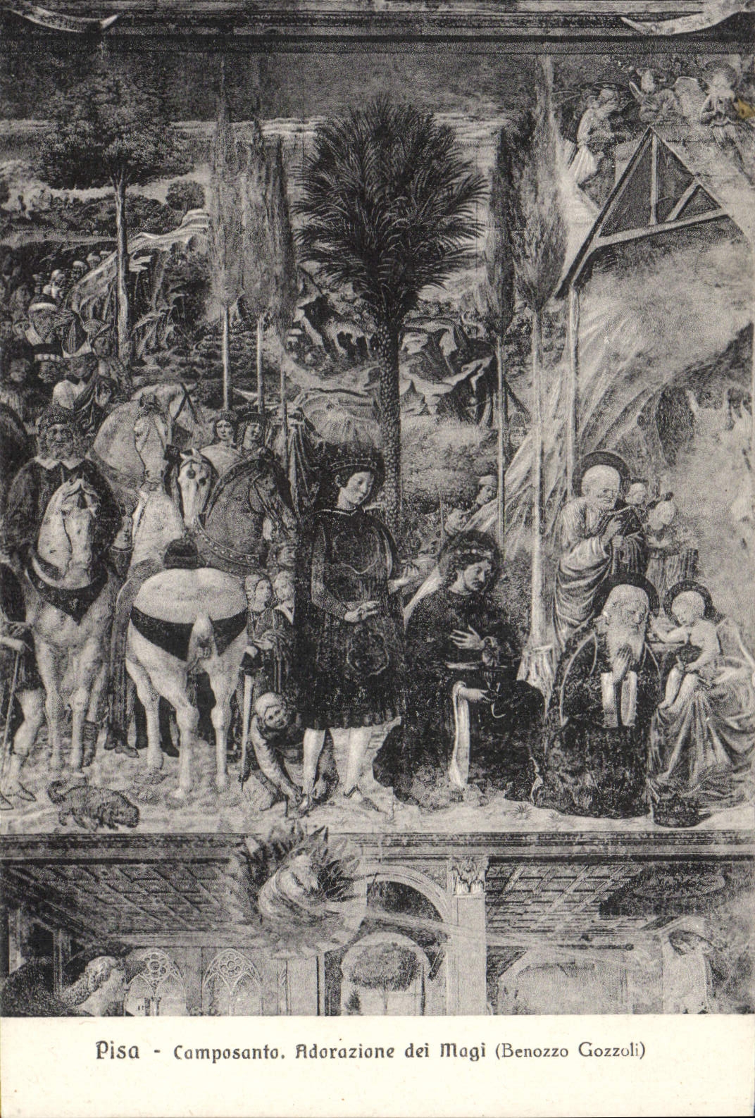 VINTAGE POSTCARD Camposanto Adorozione Dei Magi Benozzo Gozzoli Rammed