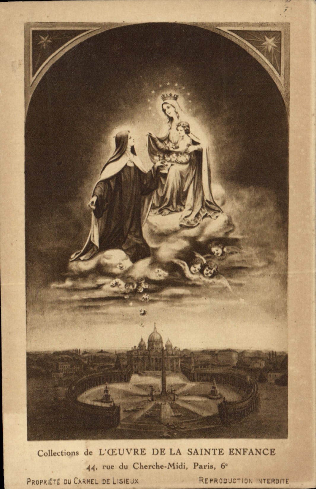 VINTAGE POSTCARD Virgin Carmel de Lisieux