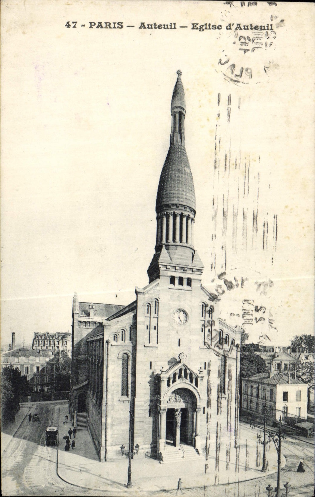 VINTAGE POSTCARD Paris Auteuil Church D' Auteuil