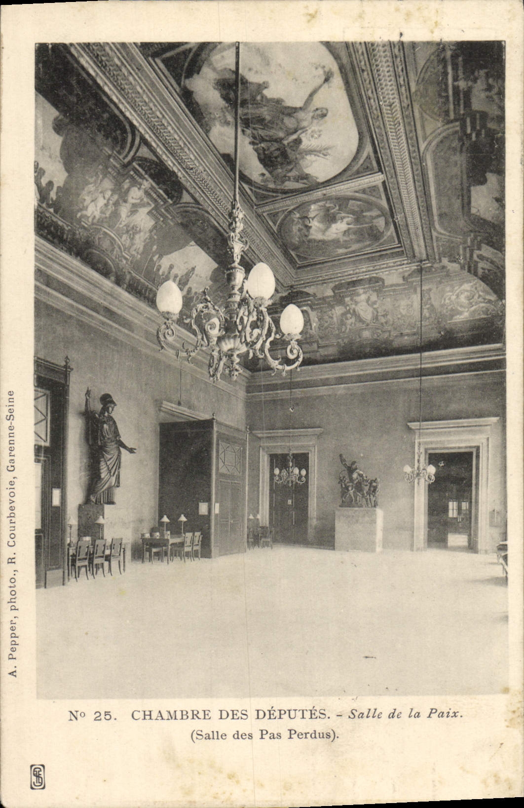 VINTAGE POSTCARD House of Commons Room Of Peace Room of the Lost Steps Paris