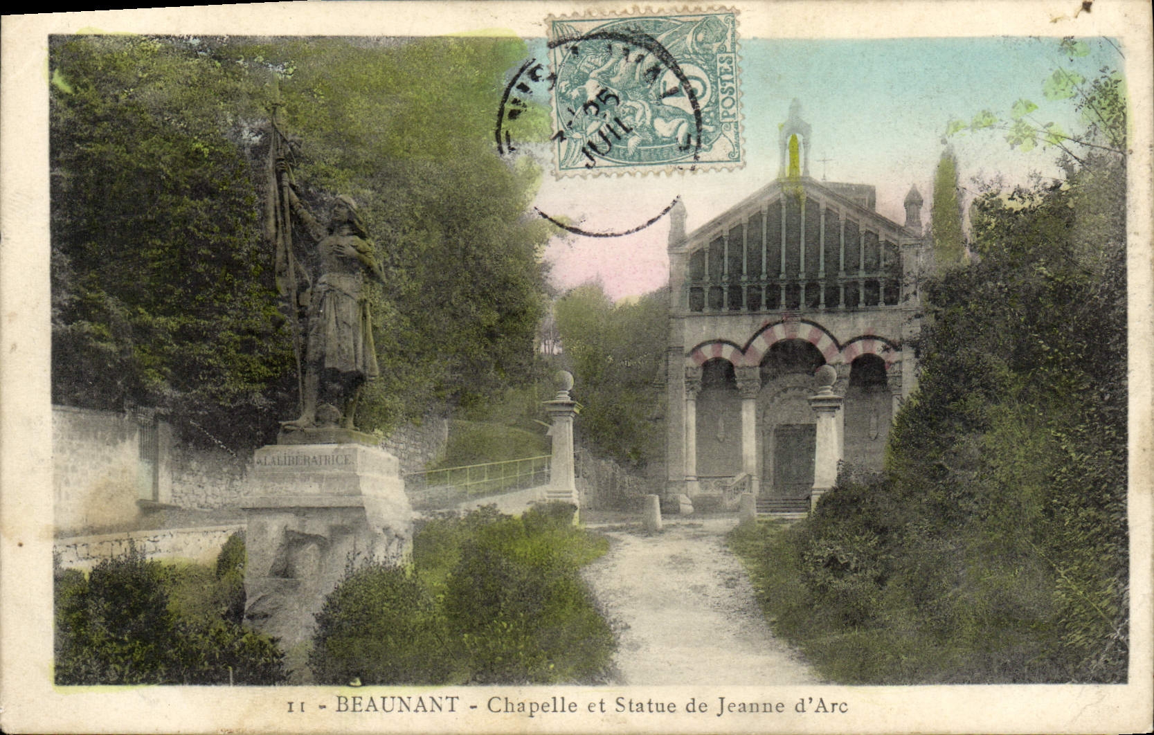 Cámara acorazada de Beaunant de la POSTAL de la VENDIMIA y estatua del arco del d de Jeanne