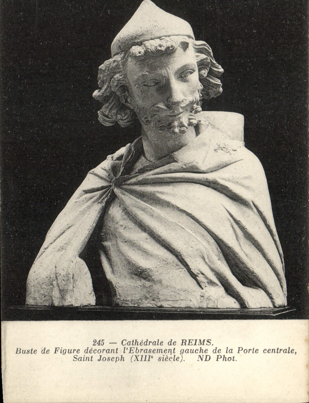 Catedral de la POSTAL de la VENDIMIA del busto de Reims de la figura I de adornamiento Ebrasement Gauch de la puerta central José santo