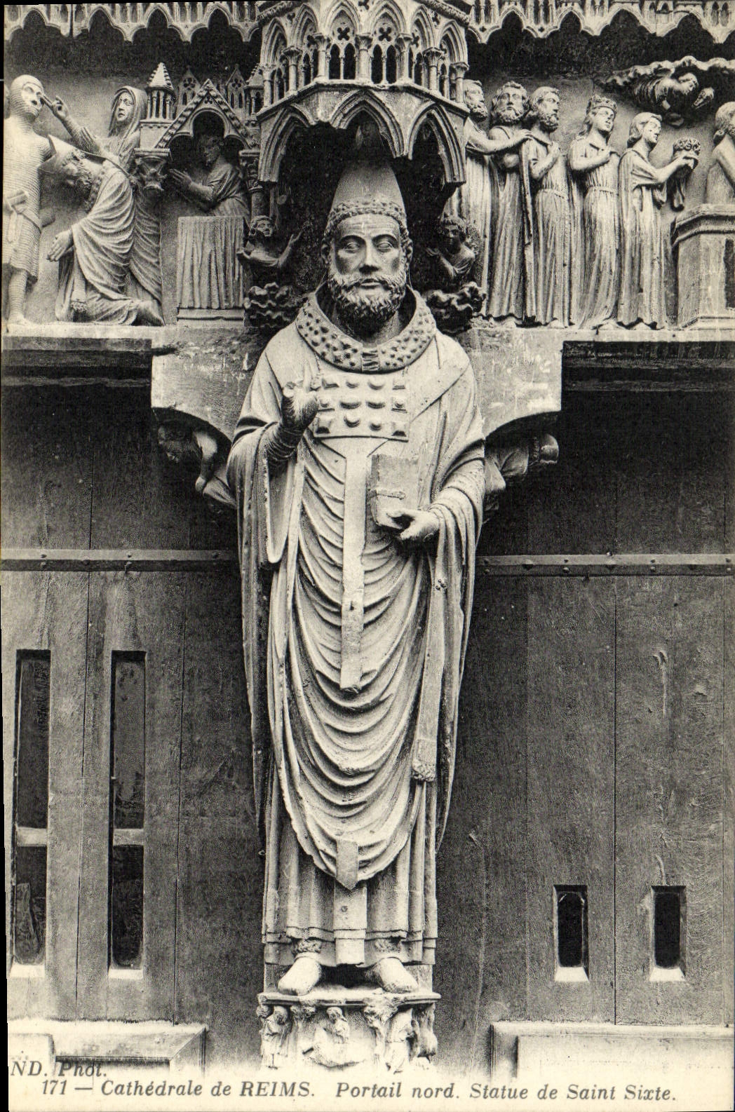 POSTAL Cathedrale de la VENDIMIA de las reglas norteñas de Reims Portail de Saint en sexto lugar