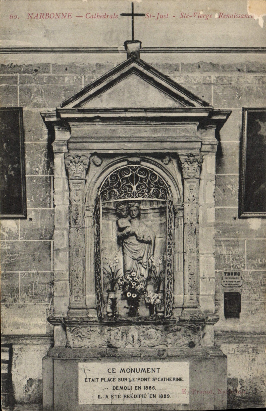 Virgen apenas co del St de la catedral de Narbonne de la POSTAL de la VENDIMIA.