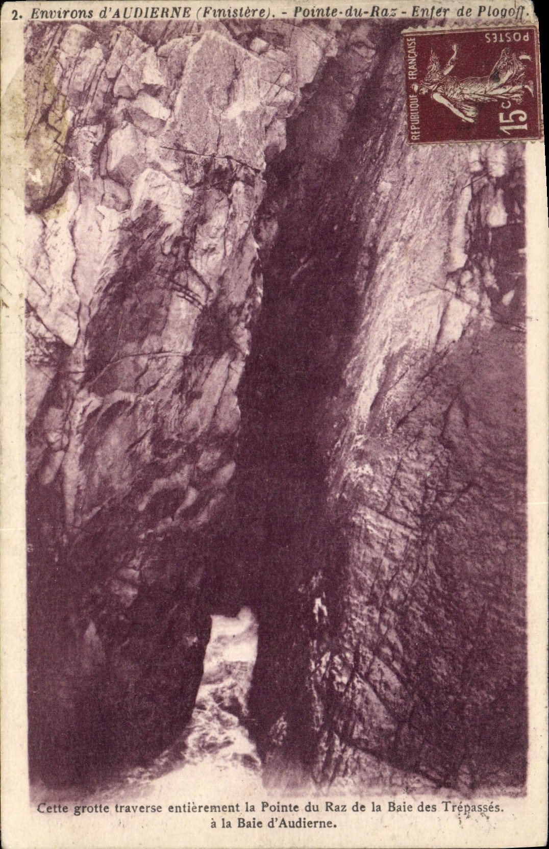 VINTAGE POSTCARD Environs of Audierne Points Strong current Hell of Plogoff