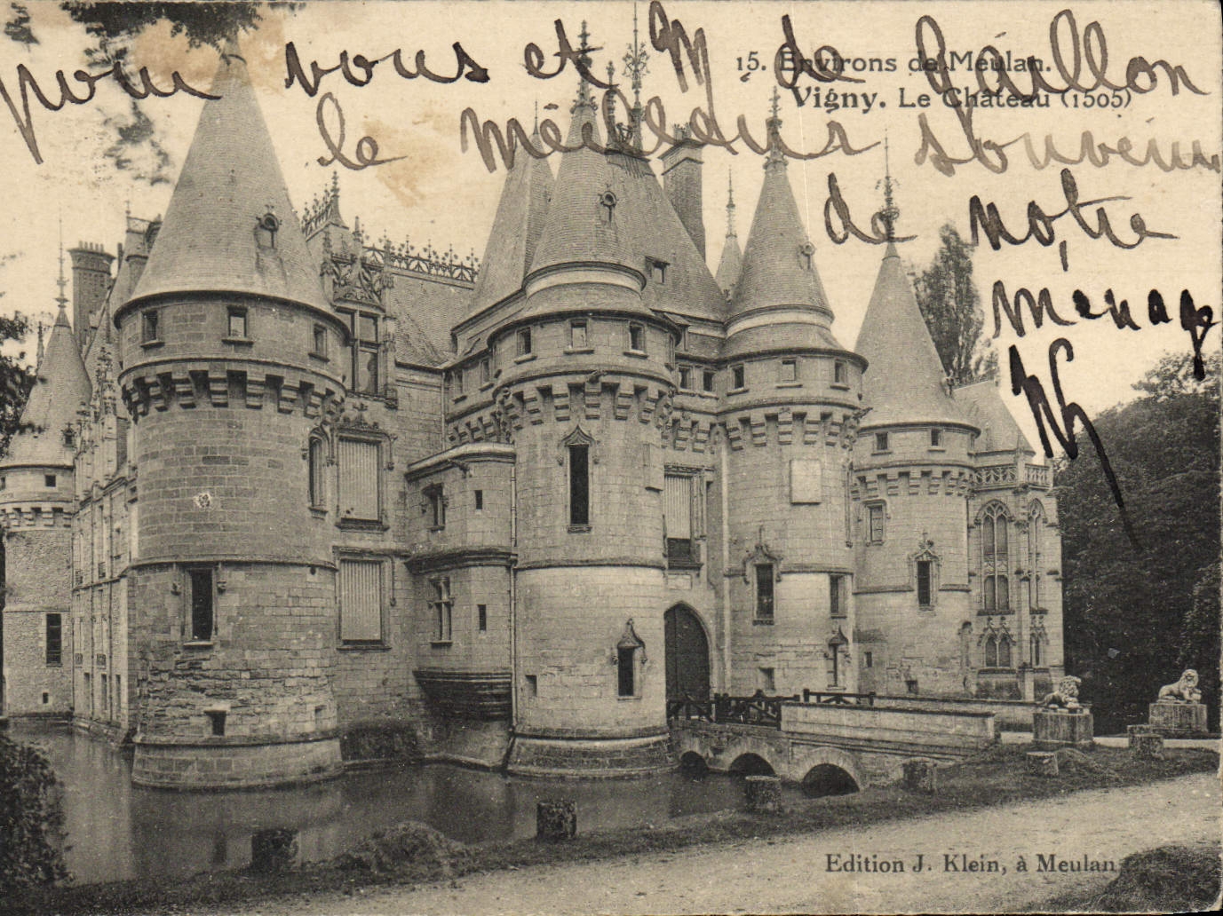 VINTAGE POSTCARD Surroundings De Meulan Vigny the castle