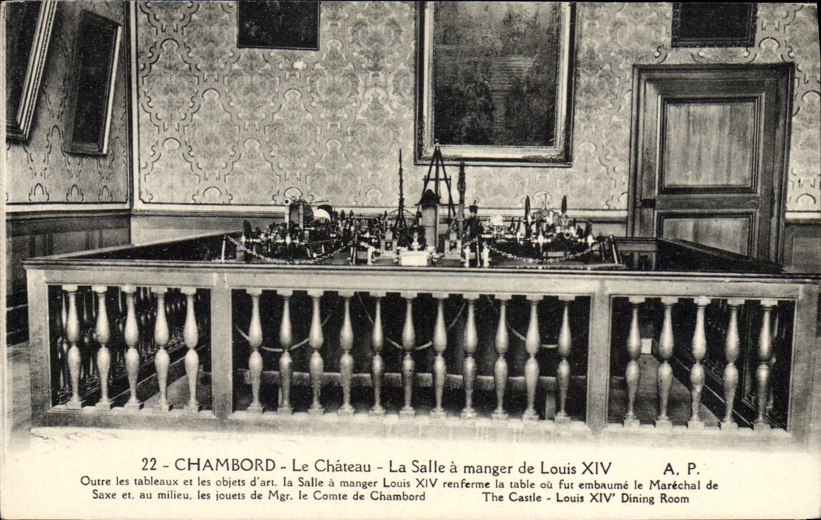 VINTAGE POSTCARD Chambord the Castle Dining room of Louis XIV