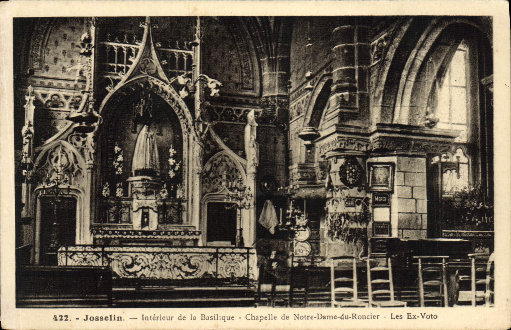 POSTAL Josselin interior de la VENDIMIA de la cámara acorazada de la basílica de Notre Dame de Roncier ex Voto