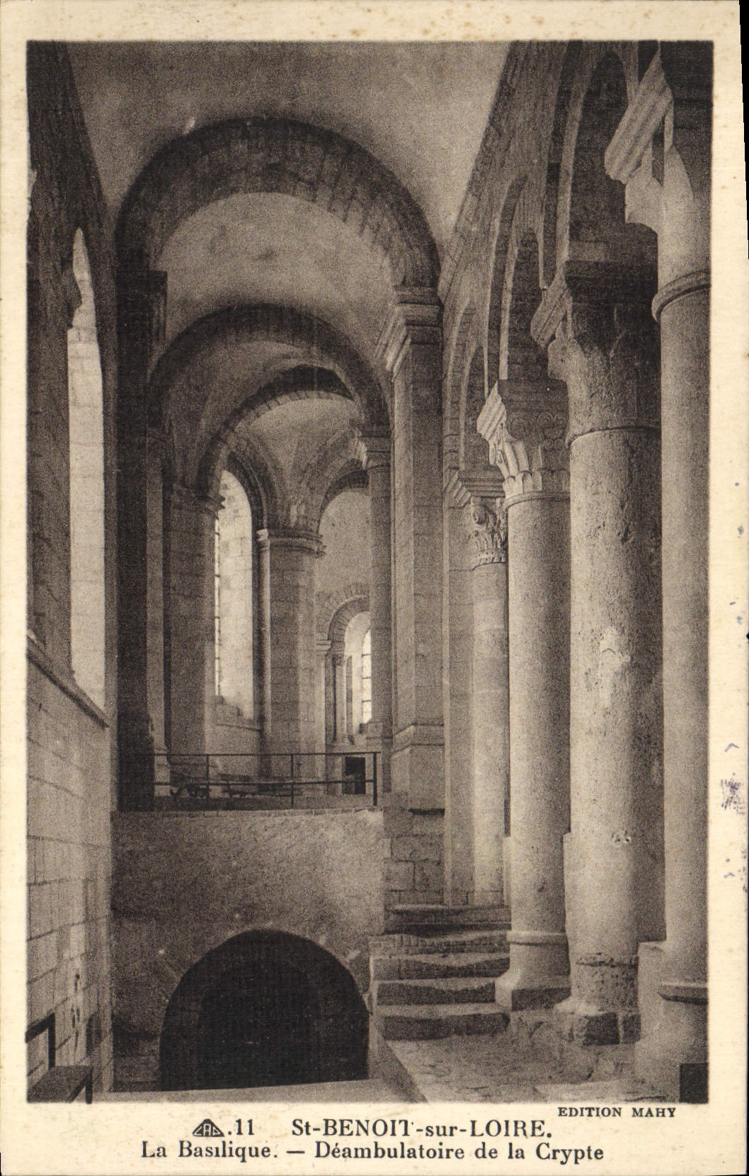 VINTAGE POSTCARD Holy Benoit on the Loire the Deambulatoire Basilica of the Crypt