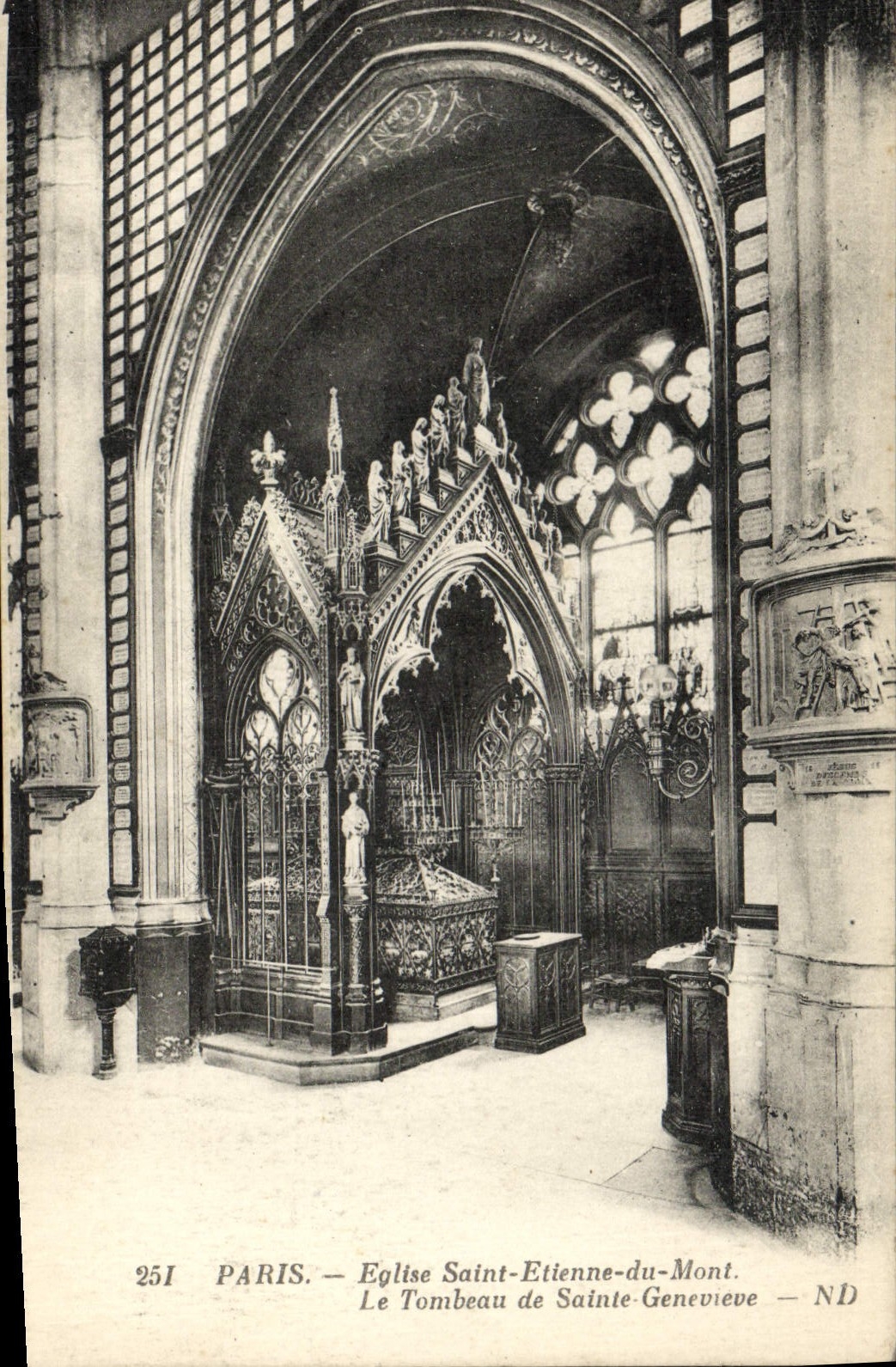 VINTAGE POSTCARD Paris Church Etienne Saint of the Mount the Tomb of Sainte Genevieve