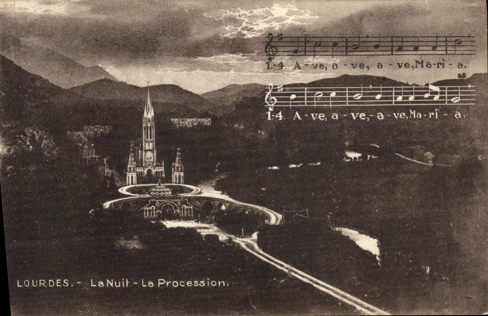 VINTAGE POSTCARD Heavy the Night the Procession