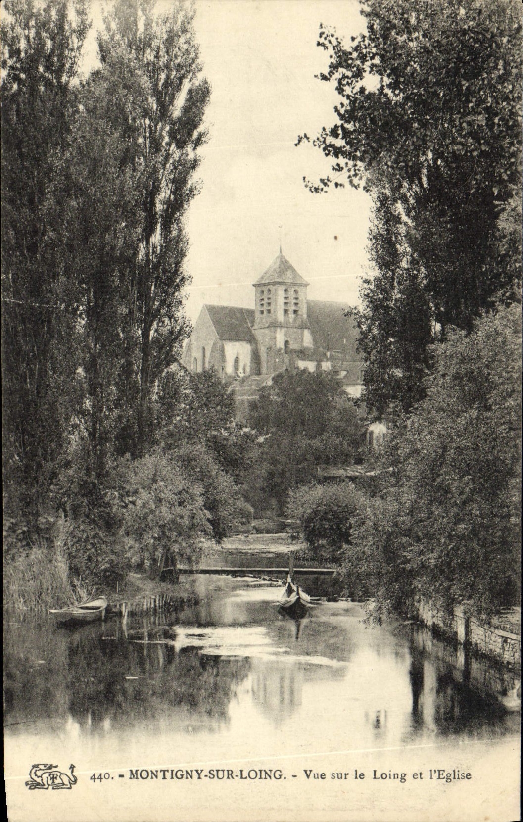 VINTAGE POSTCARD Montigny On Loing Seen on Loing and the Church