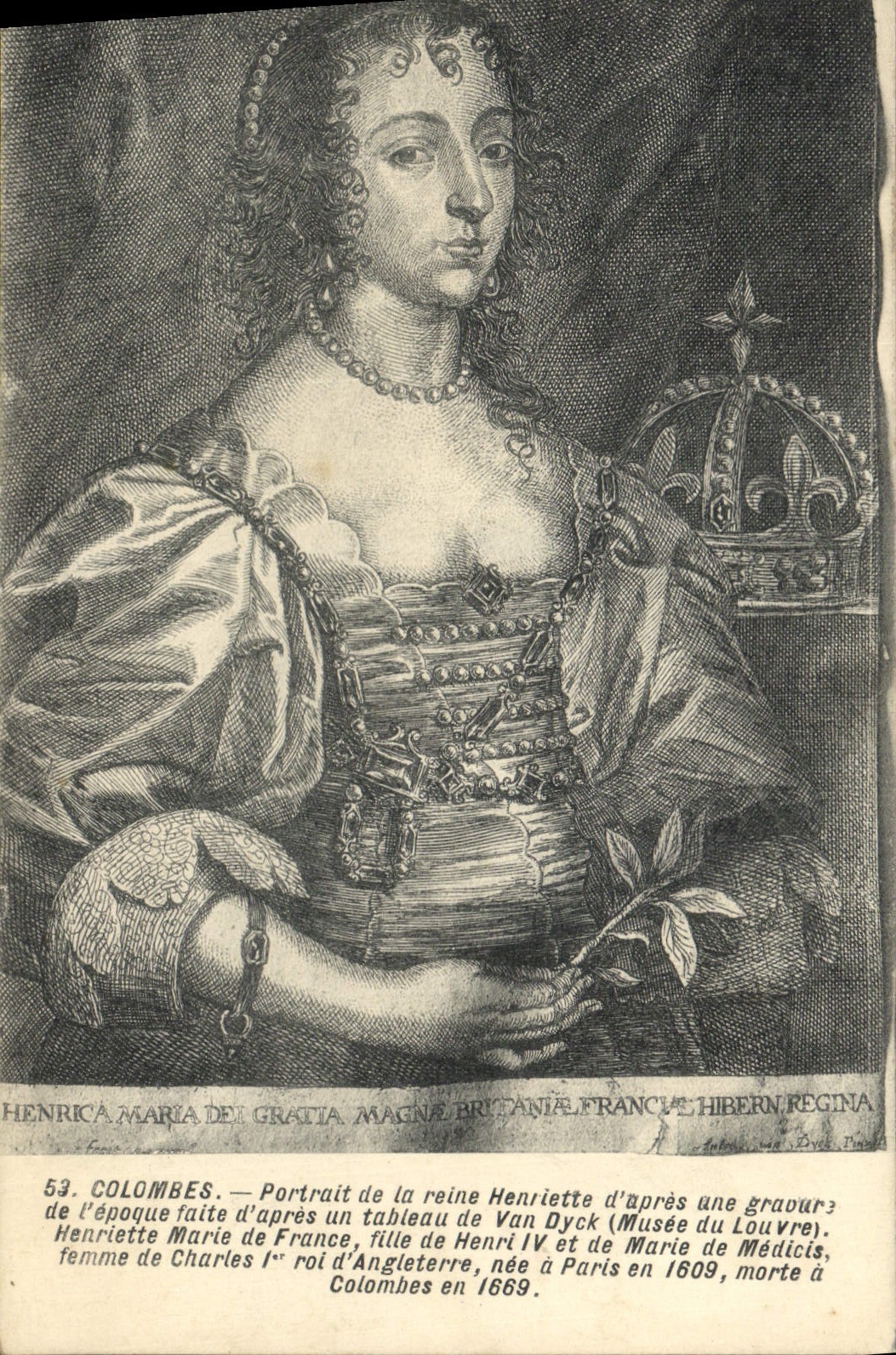 VINTAGE POSTCARD Doves Portrait of the Henriette queen