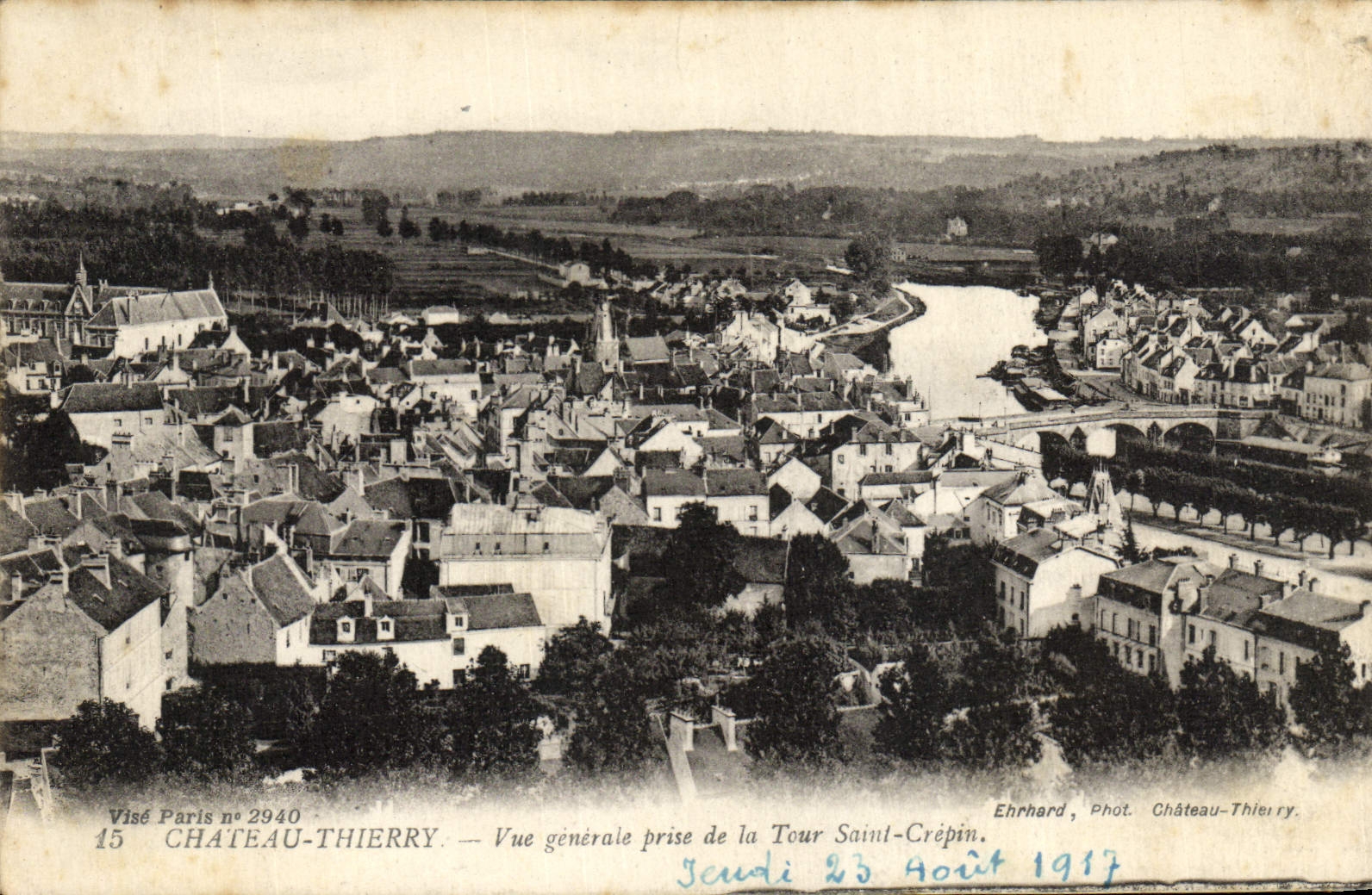 VINTAGE POSTCARD Thierry Castle View taken of the Tower Crepin Saint