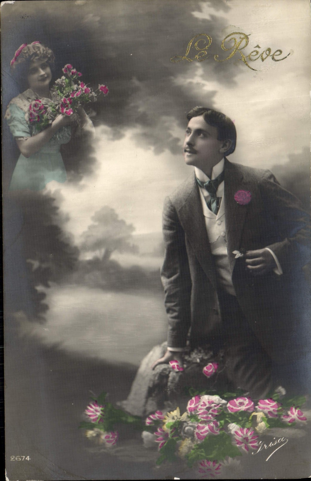 CPA Fantaisie Femme Homme Le Reve