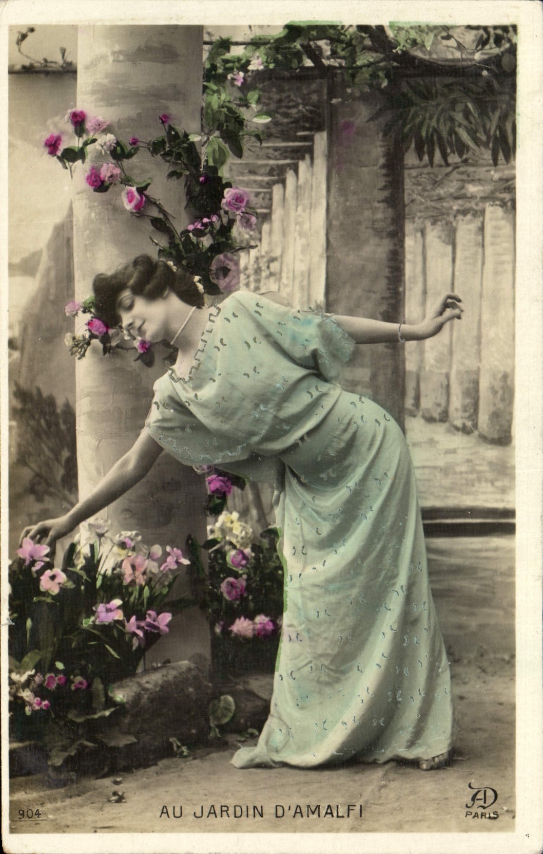 VINTAGE POSTCARD Fantasy Woman With the Garden D' Amalfi