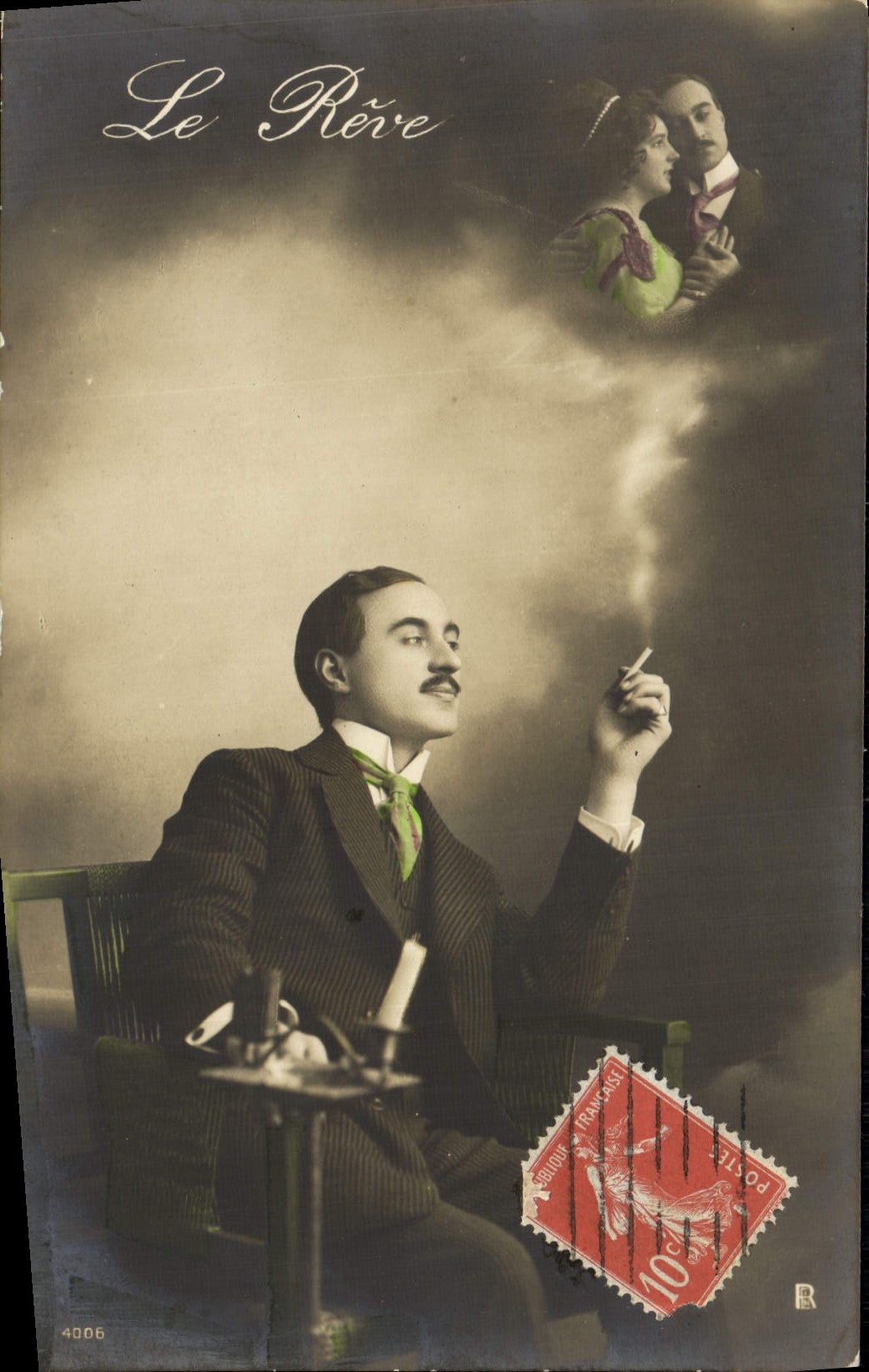 VINTAGE POSTCARD the Dream Man Woman Cigarette Tobacco