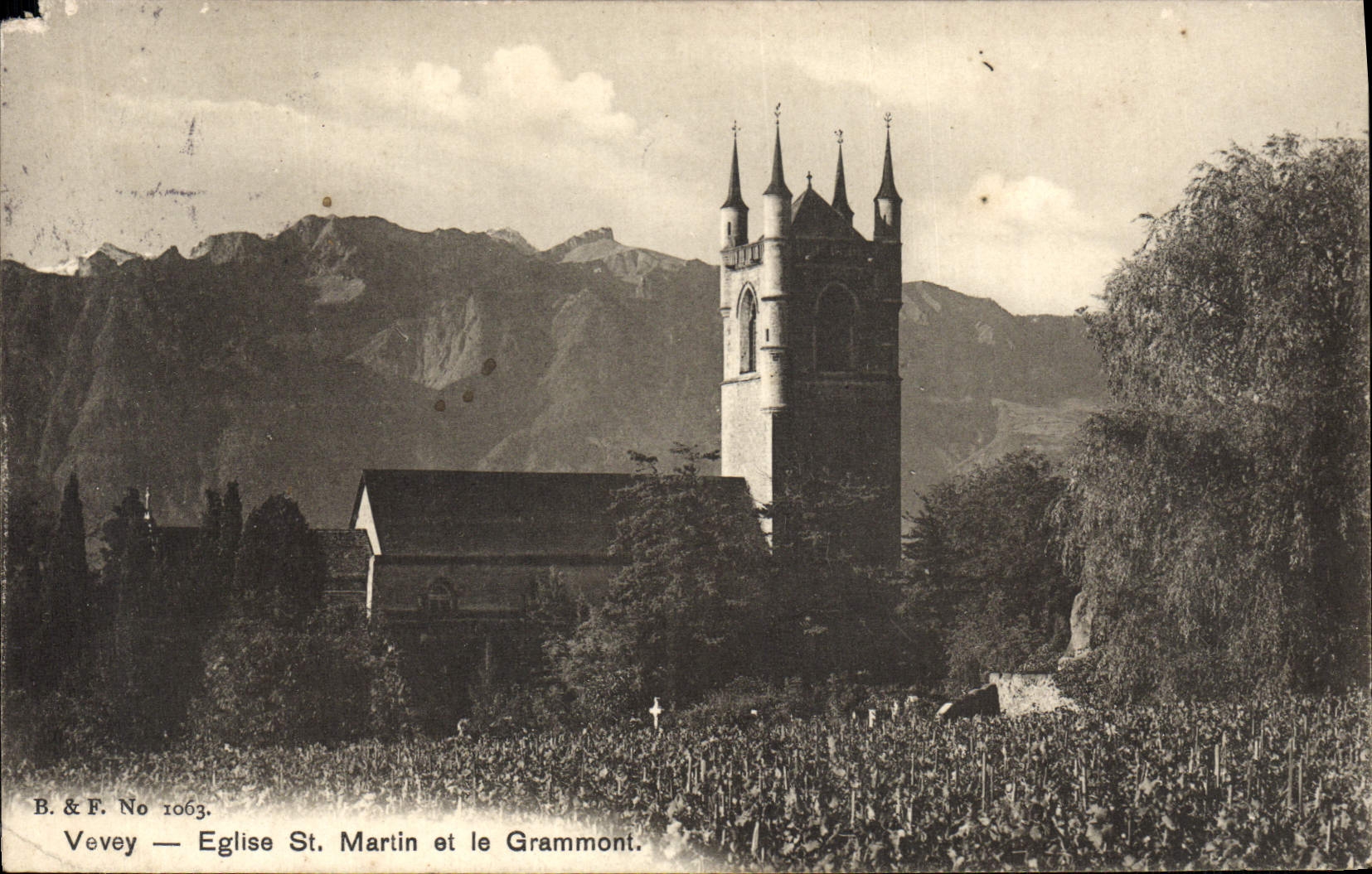 CPA Vevey Eglise St Martin et le Grammont