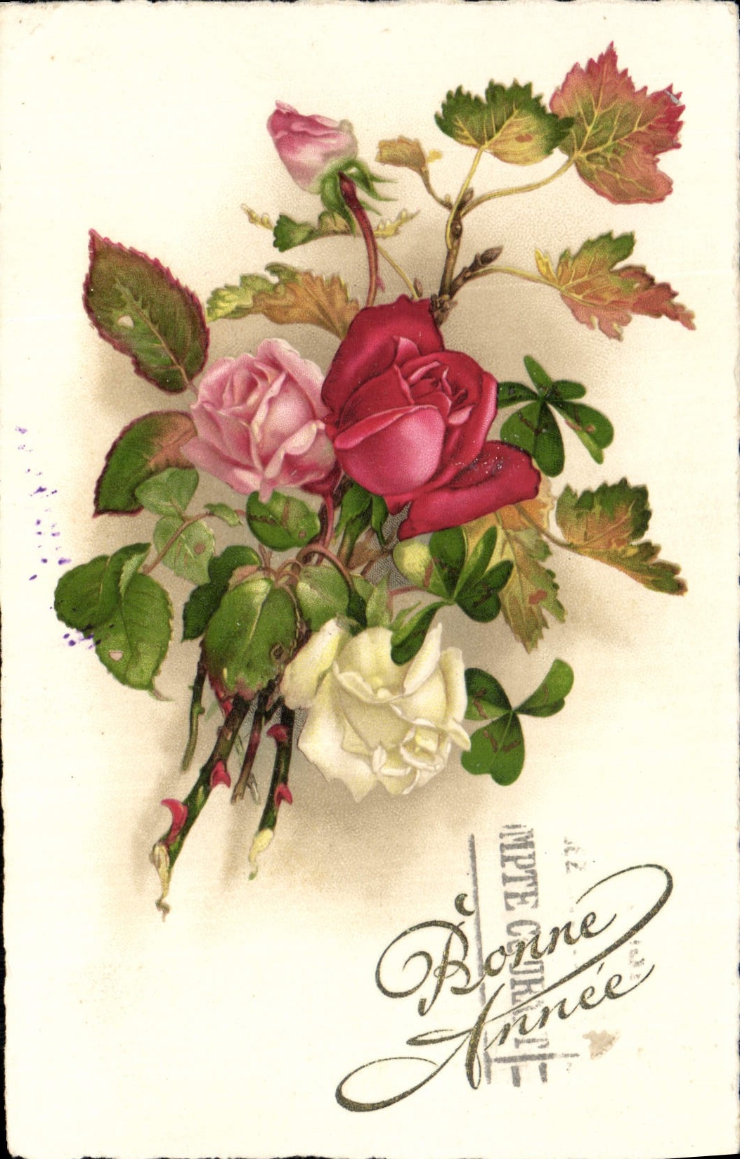 CPA Bonne Annee Fleurs