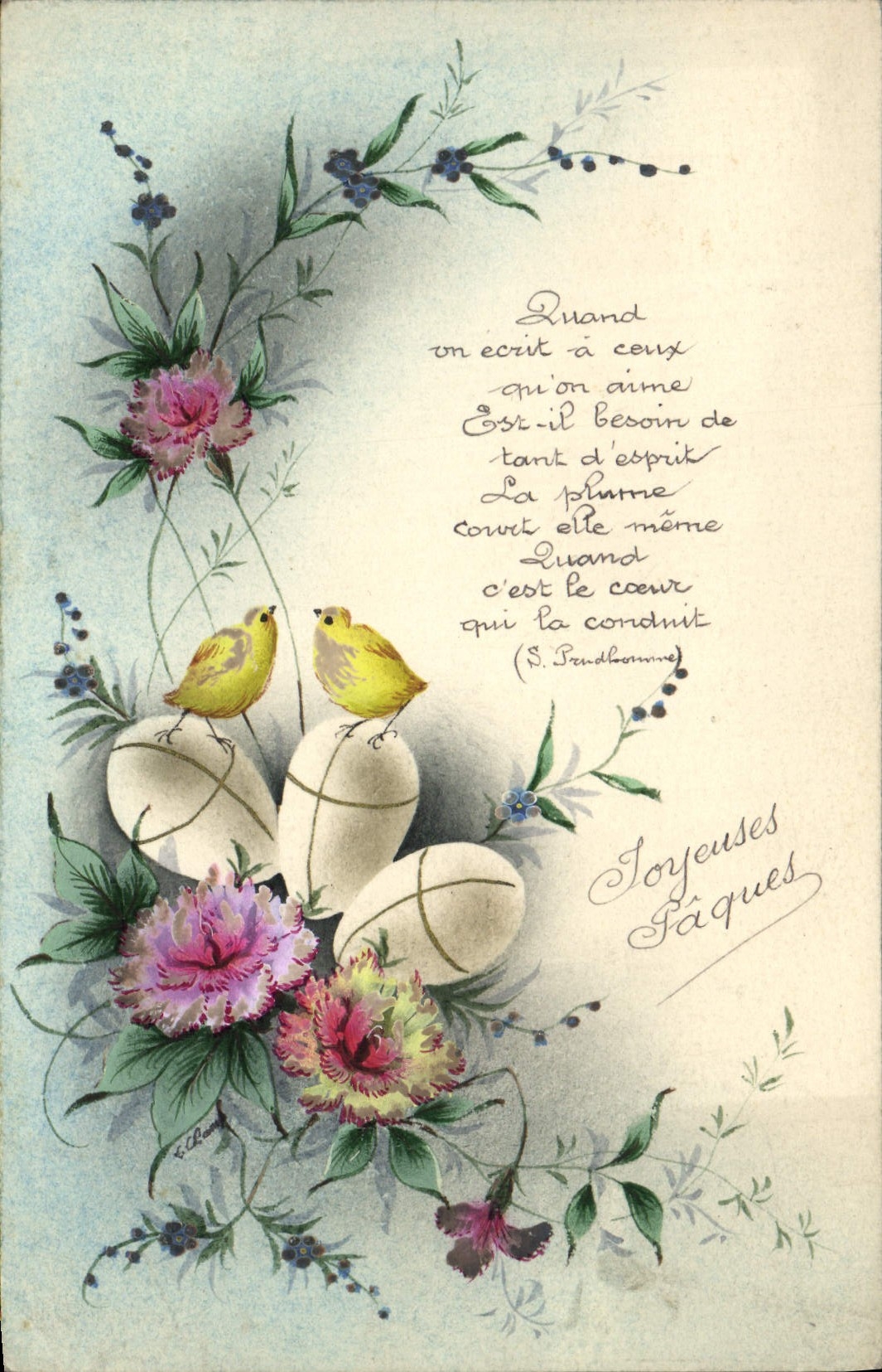CPA Joyeuses Paques oeufs Poussins 