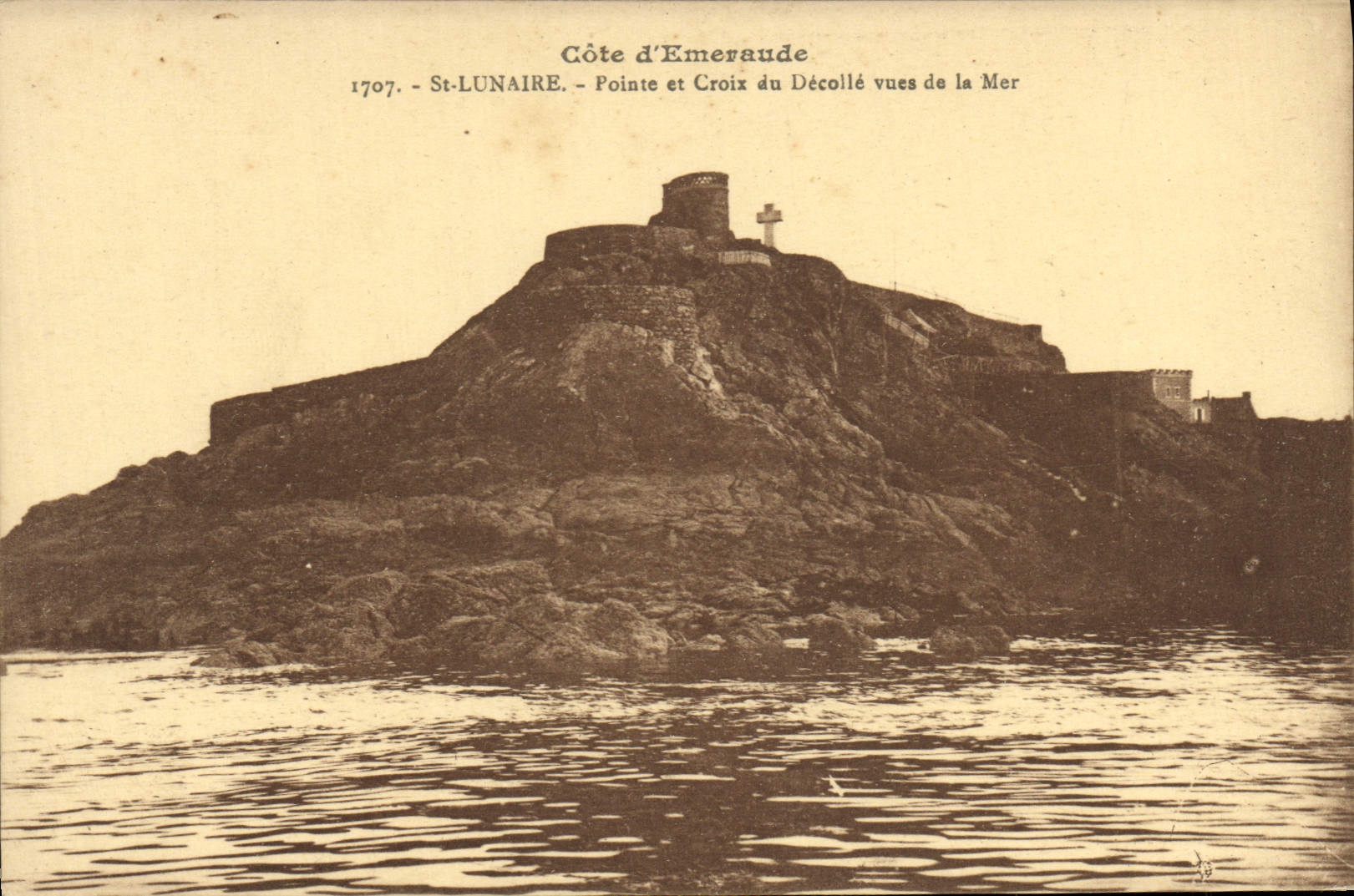 CPA St Lunaire Pointe et Croix du Decolle vues de la Mer