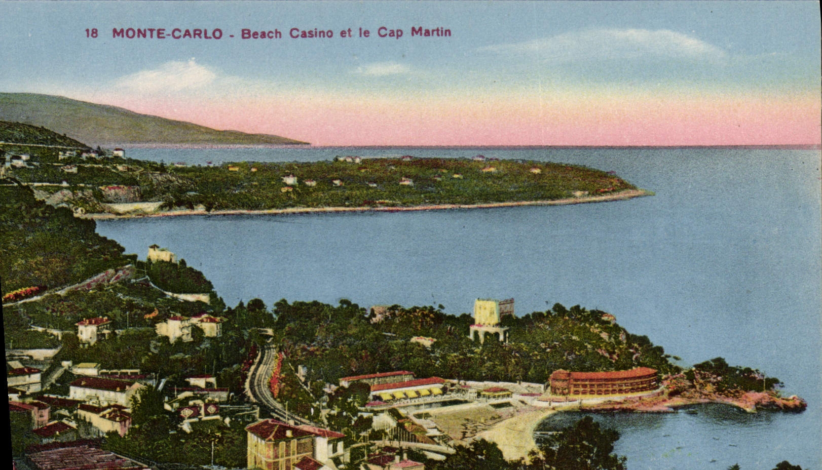 VINTAGE POSTCARD Monte Carlo Beach Casino and the Cape Martin