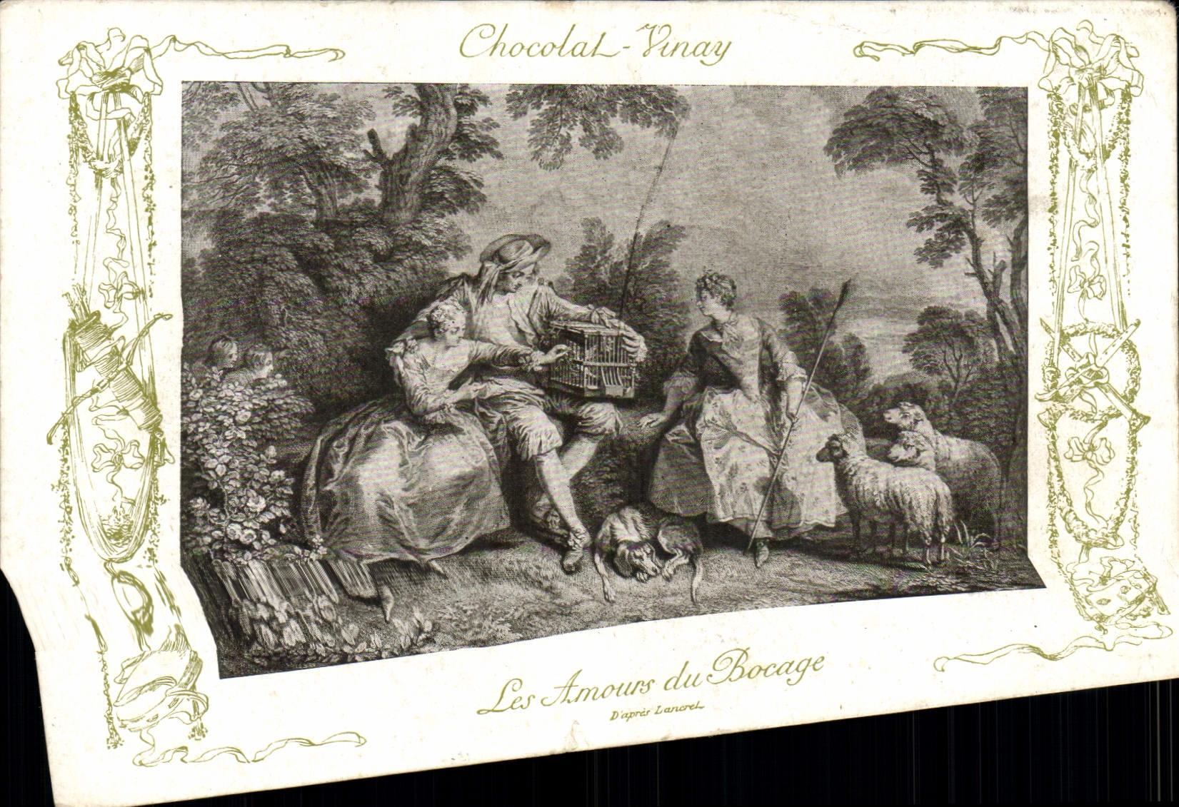 CPA Fantaisie Publicite Chocolat Vinay Les amours de bocage Lancret Moutons