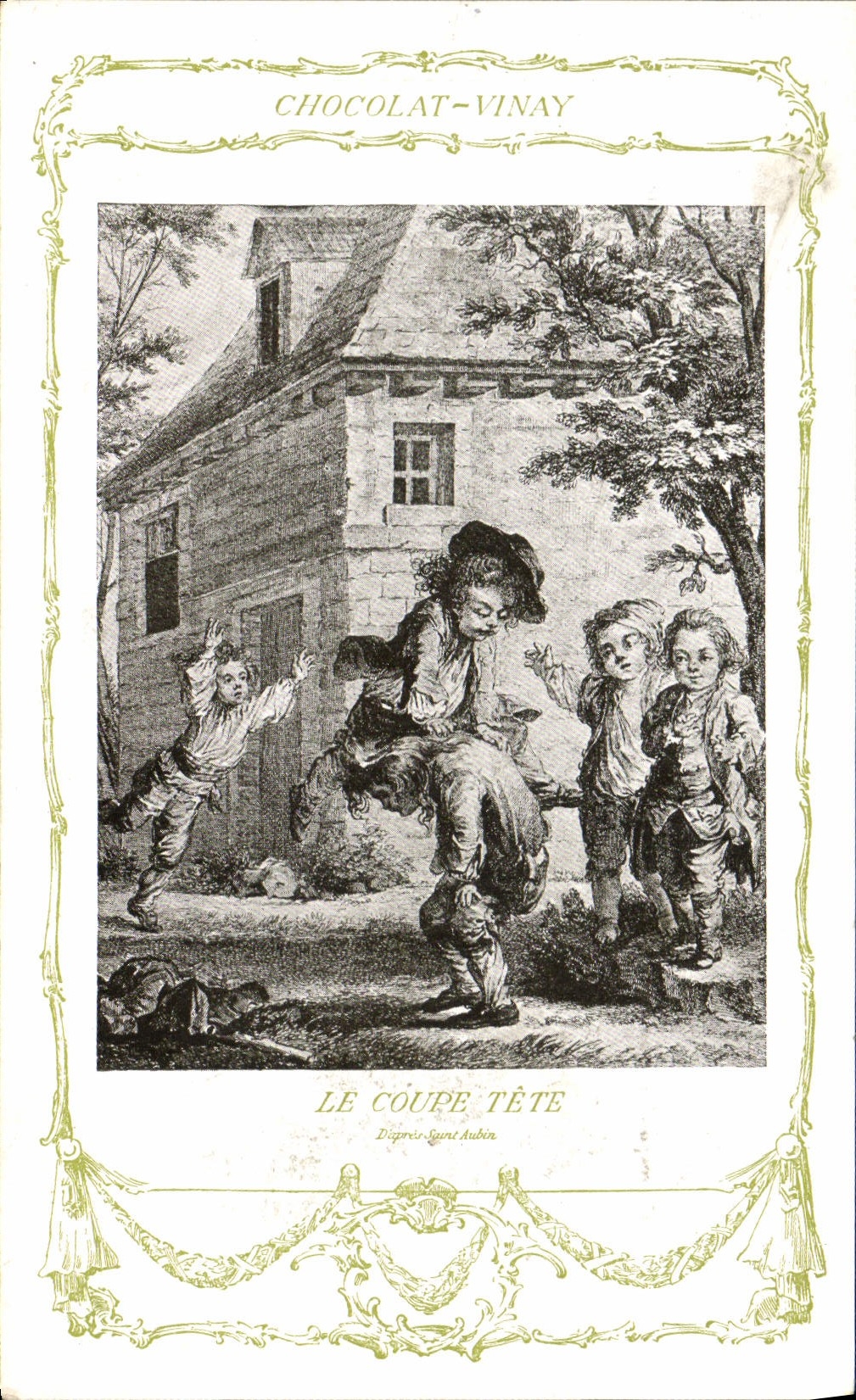 VINTAGE POSTCARD Fantaisie Publicity Vinay Chocolate cuts It head Enfants Aubin Saint