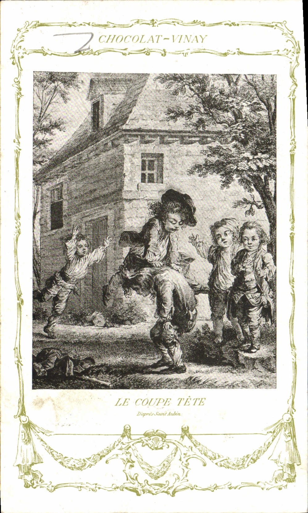 CPA Fantaisie Publicite Chocolat Vinay Le coupe tete Saint Aubin Enfants
