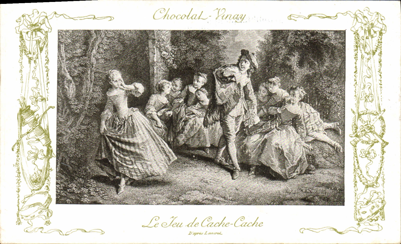 CPA Fantaisie Publicite Chocolat Vinay Le jeu de cache cache Lancret