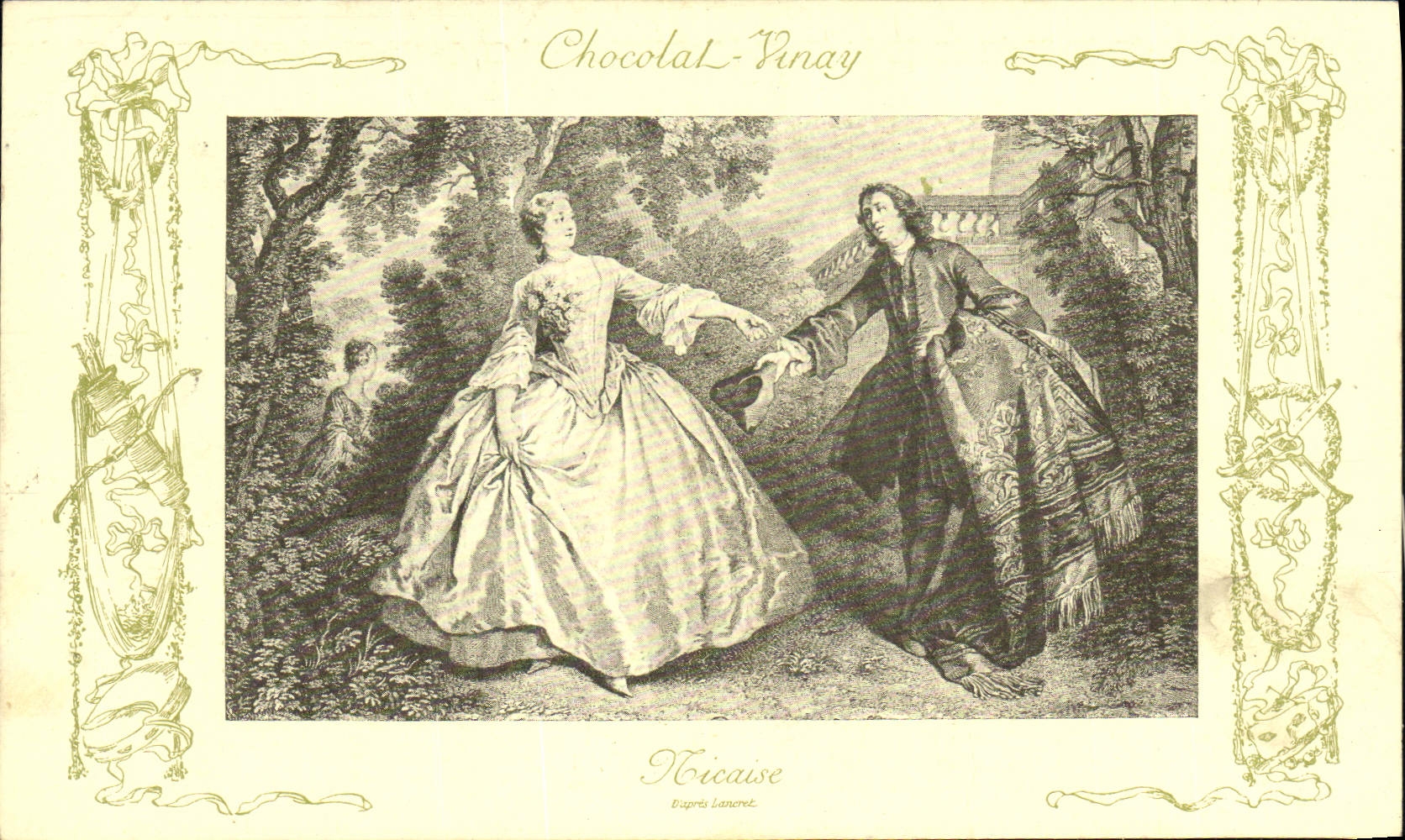VINTAGE POSTCARD Fantasy Publicity Chocolate Vinay Nicaise Lancret