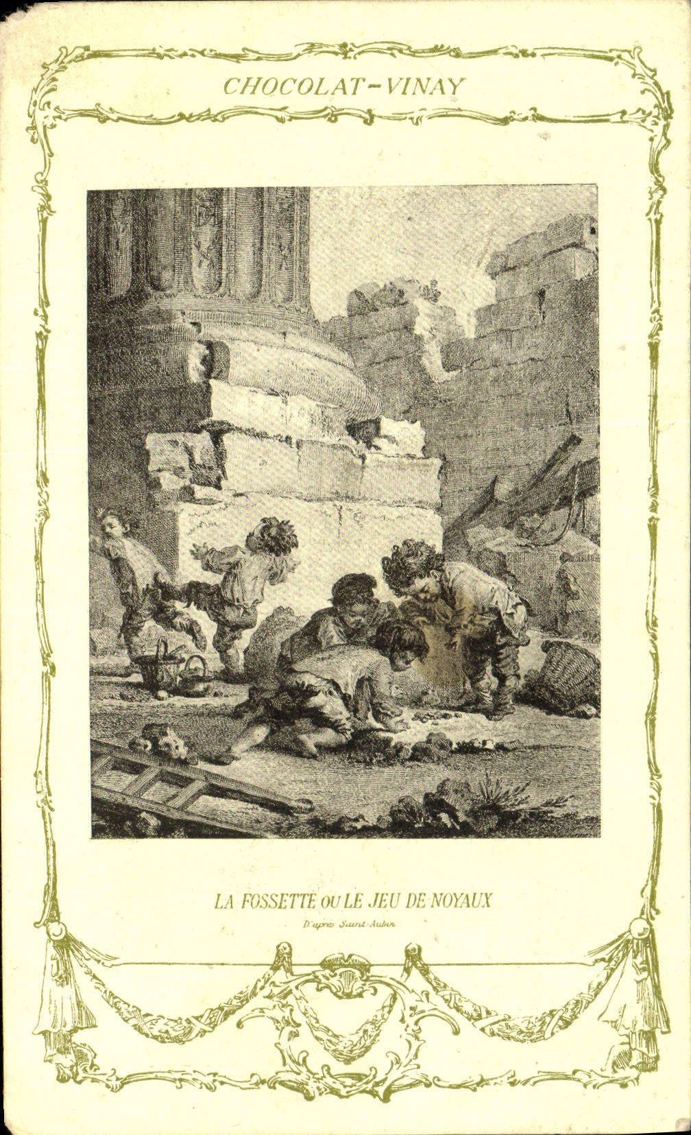 CPA Fantaisie Publicite Chocolat Vinay La fossette ou le jeu de noyaux Saint Aubin Enfants