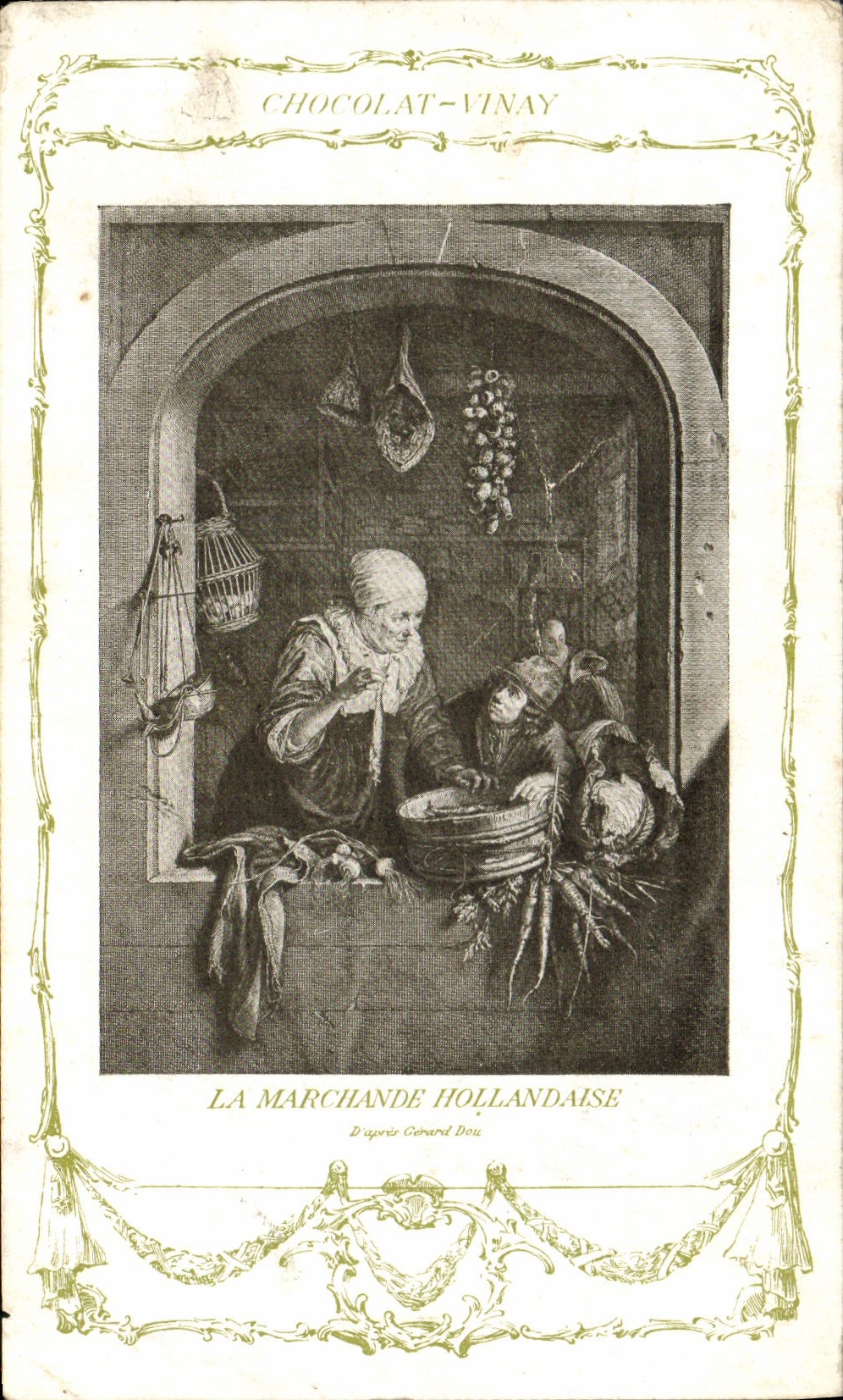 CPA Fantaisie Publicite Chocolat Vinay La marchande hollandaise Gerard Dou
