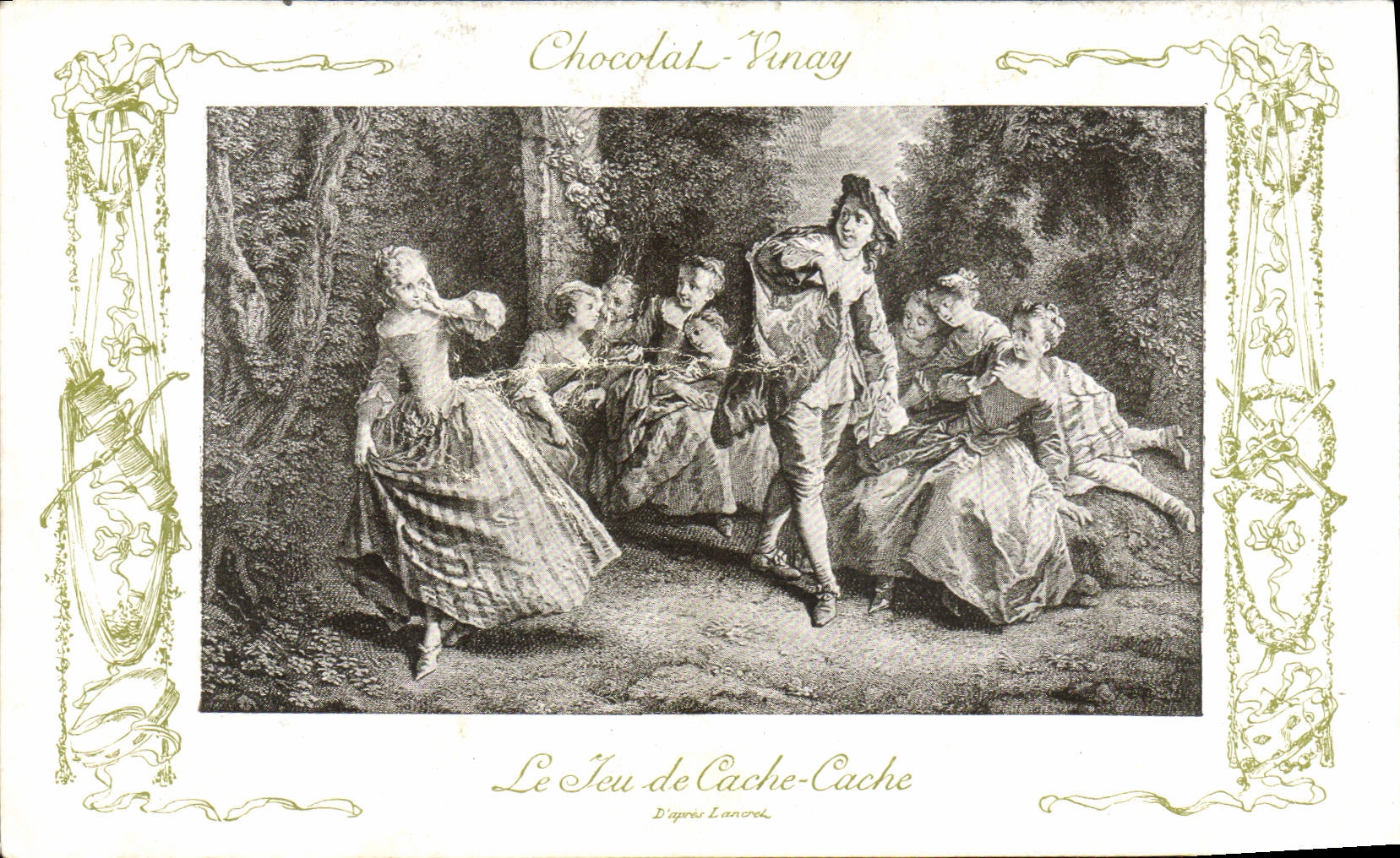 CPA Fantaisie Publicite Chocolat Vinay Le jeu de cache cache Lancret