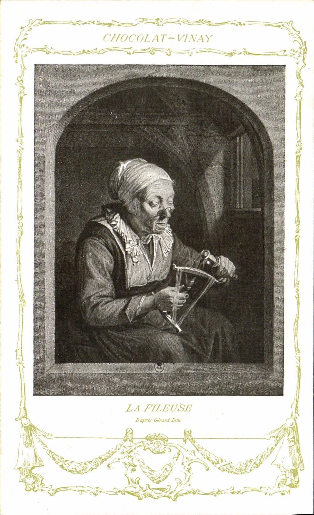 CPA Fantaisie Publicite Chocolat Vinay La fileuse Gerard Dou