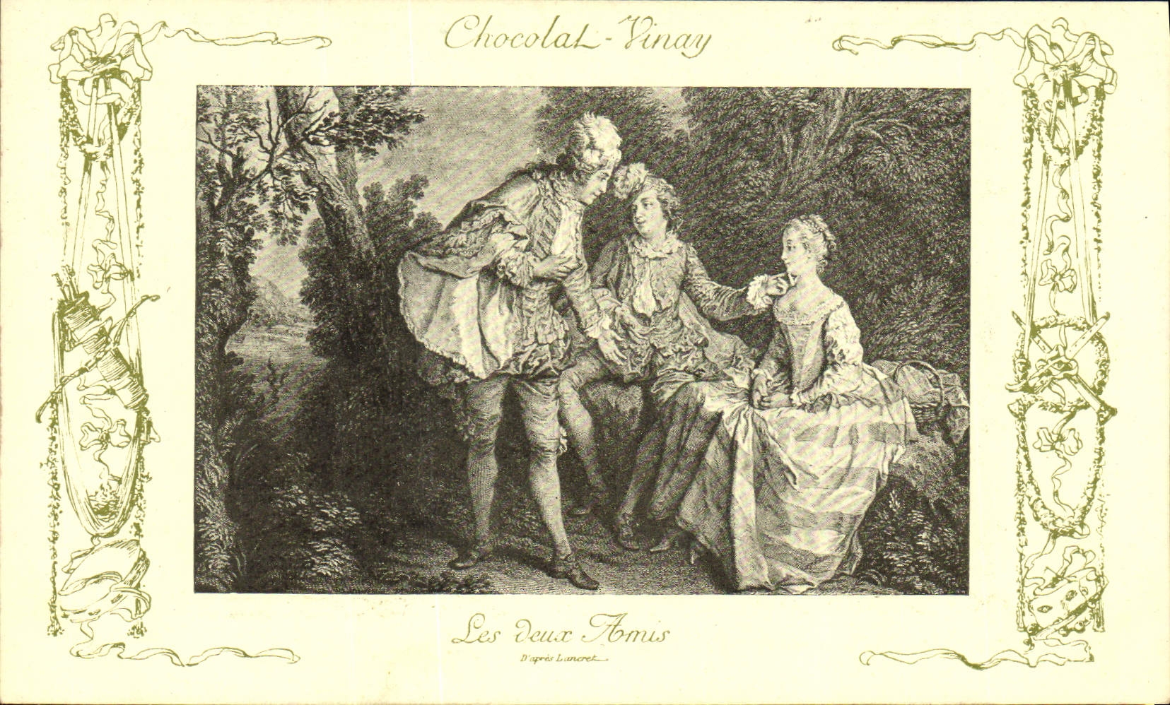 CPA Fantaisie Publicite Chocolat Vinay Les deux amis Lancret