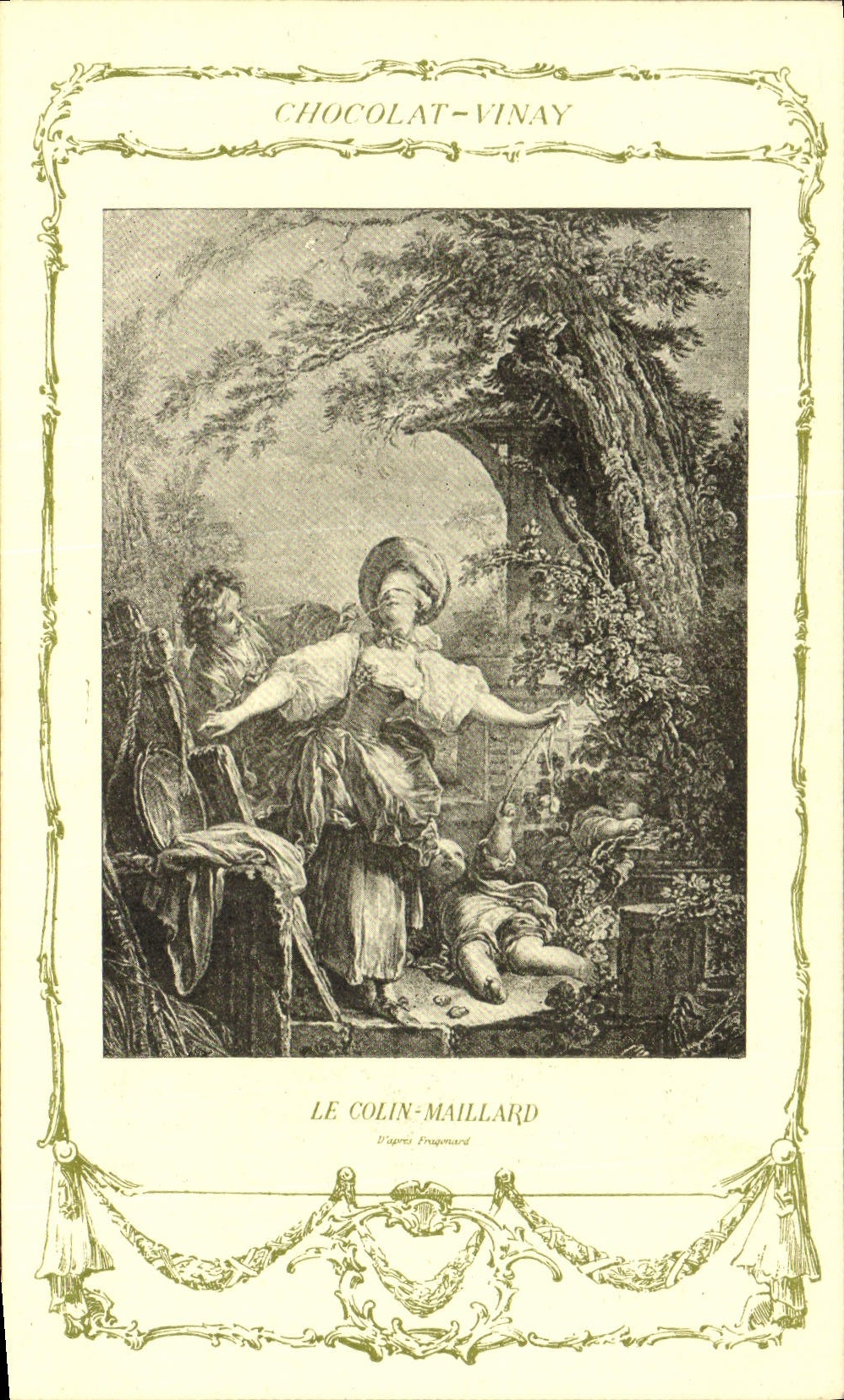 CPA Fantaisie Publicite Chocolat Vinay Le Colin Maillard Fragonard