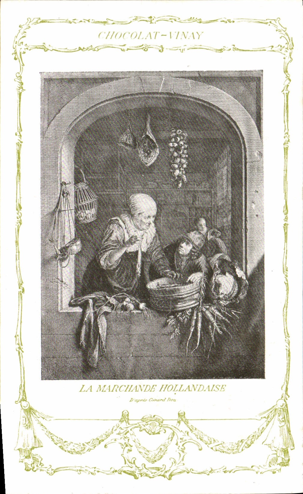 CPA Fantaisie Publicite Chocolat Vinay La marchande holldandaise Gerard Dou