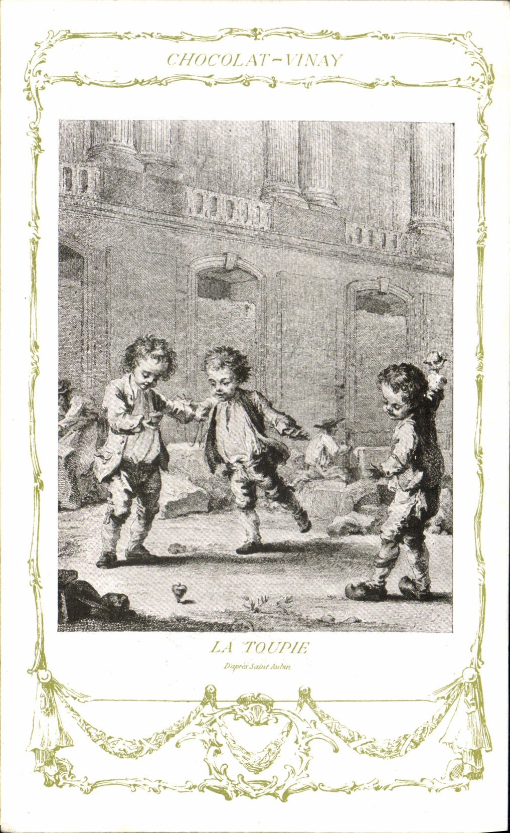 VINTAGE POSTCARD Fantasy Publicity Vinay Chocolate the spinning top Holy Aubin Children